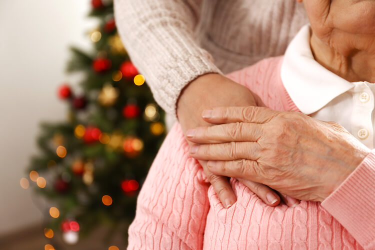 Adult caregiver of a loved one dealing with holiday stress.